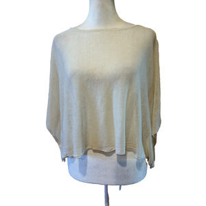 Eileen Fisher Sheer Gauze Hemp & Nylon Top Sz S Ivory Boxy Minimalist Beach Boho